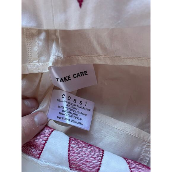 Coast Hand Beaded Cotton Blend White Strapless Tube Dress sz 8 - Picture 10 of 10